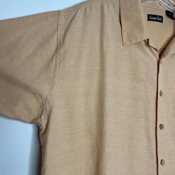 Coconut Bobs Mens Button Up Silk Shirt Size XL Orange Short Sleeve Cruise Beach - Picture 5 of 12